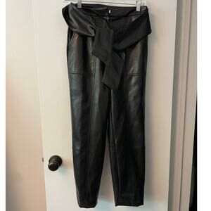 Jonathan Simkhai Tessa vegan leather tied waist trousers size 2